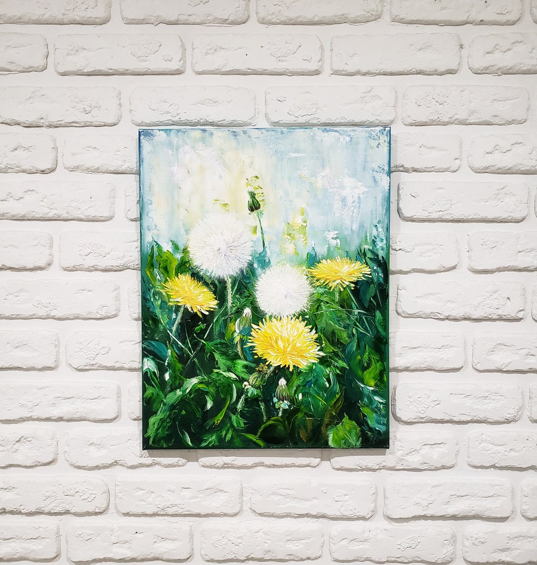 Dandelion Artwork Spring Flower Field Dandelion Canvas Art Etsy