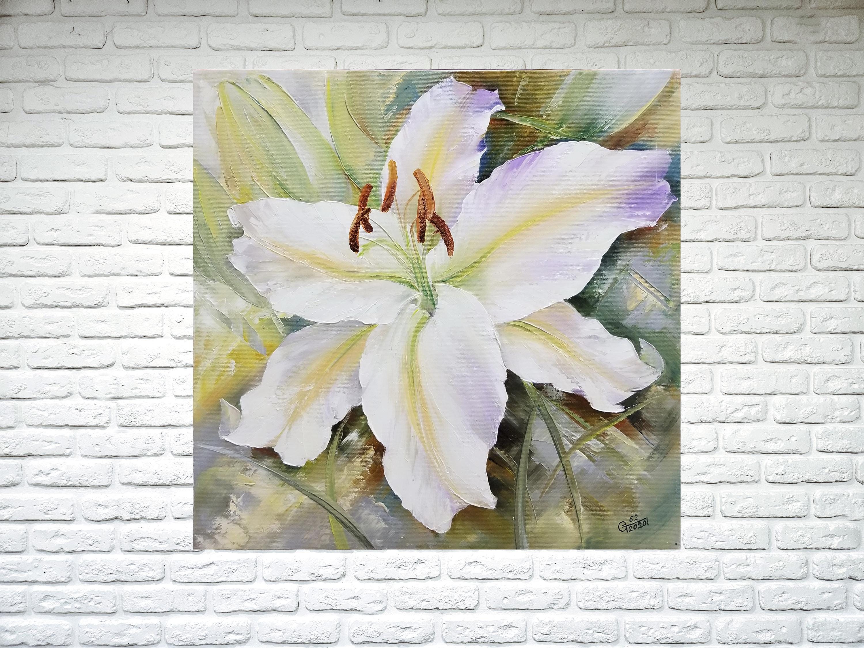 White Lily Painting Original, White Flower Art Set, Lilies Oil Painting,  Square Painting Set of 3, Lily Flower Art Canvas Waterlily Painting - Etsy