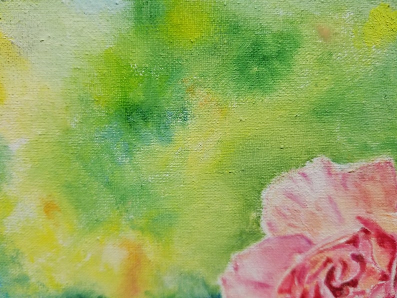Pink rose painting original Berries oil paintings Roses oil painting canvas original Small still life oil painting original