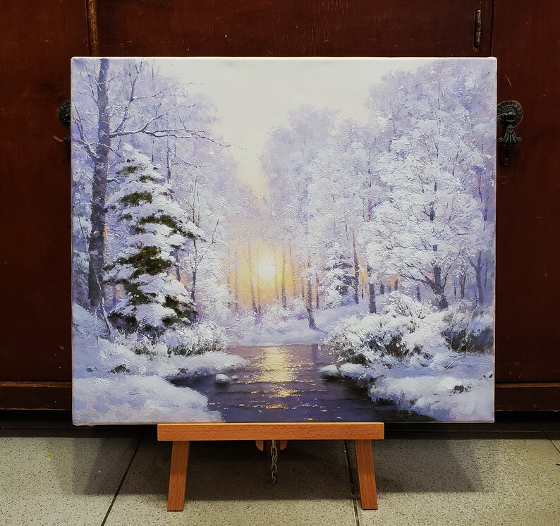Snowy landscape	Snowy forest art	landscape painting	snowy oil painting	forest oil painting	Winter oil painting	nature oil painting	Winter nature	White tree art	Snow oil paintings	sunrise painting	Winter sunrise	sun in a forest