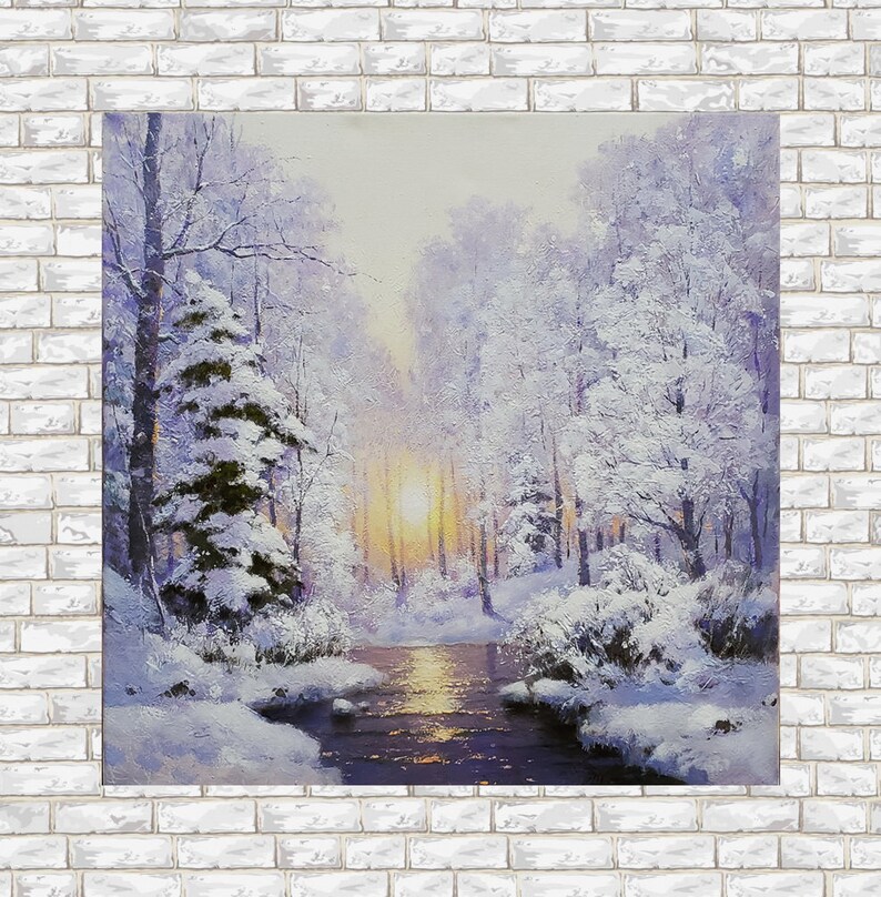 Snowy landscape	Snowy forest art	landscape painting	snowy oil painting	forest oil painting	Winter oil painting	nature oil painting	Winter nature	White tree art	Snow oil paintings	sunrise painting	Winter sunrise	sun in a forest