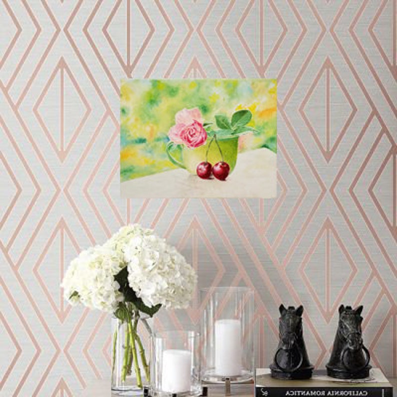 Pink rose painting original Berries oil paintings Roses oil painting canvas original Small still life oil painting original