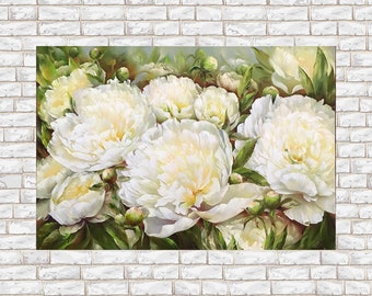 Large Oil Painting on Canvas Peony Original Floral Art for - Etsy