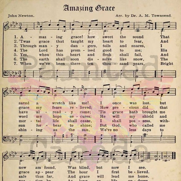 Amazing Grace druckbare Noten / Hymne / Kunstpapier