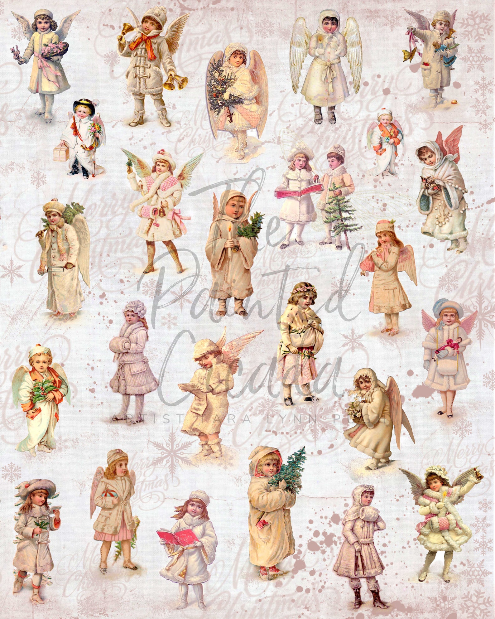 Vintage Christmas Angels Printable / Antique / Art Paper - Etsy