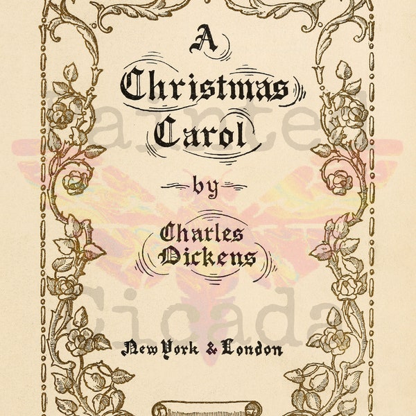 A Christmas Carol 1843 Cover Page Printable / Antique / Art Paper