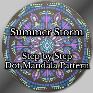 Summer Storm Dot Mandala Pattern and Workshop, Step by Step Dot Mandala, Printable Pattern, Dot Art Masterclass