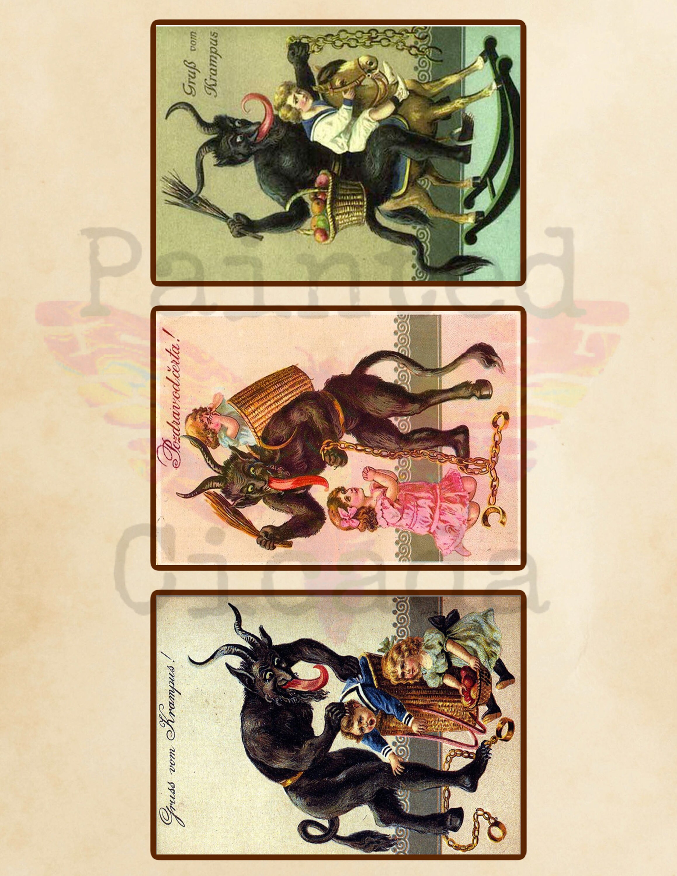 Krampus Christmas Card Bundle Printable / Antique / Art Paper / Vintage ...
