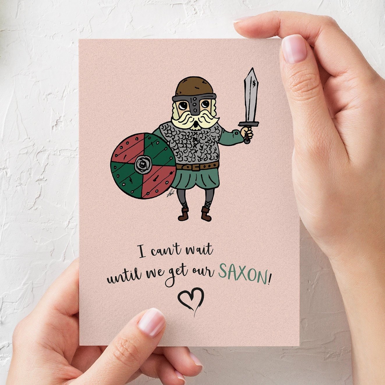 Saxon Text Buff Saxon - Funny History Pun Card, Saxon Gift for History Buff, Valentines ...