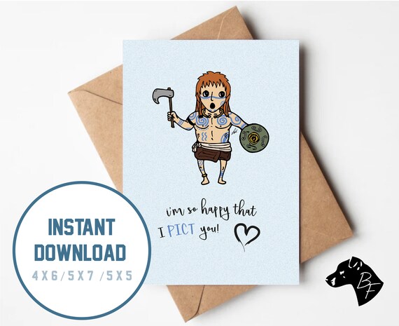 Printable Pict Pun Greetings Card // Instant Download JPG - Etsy