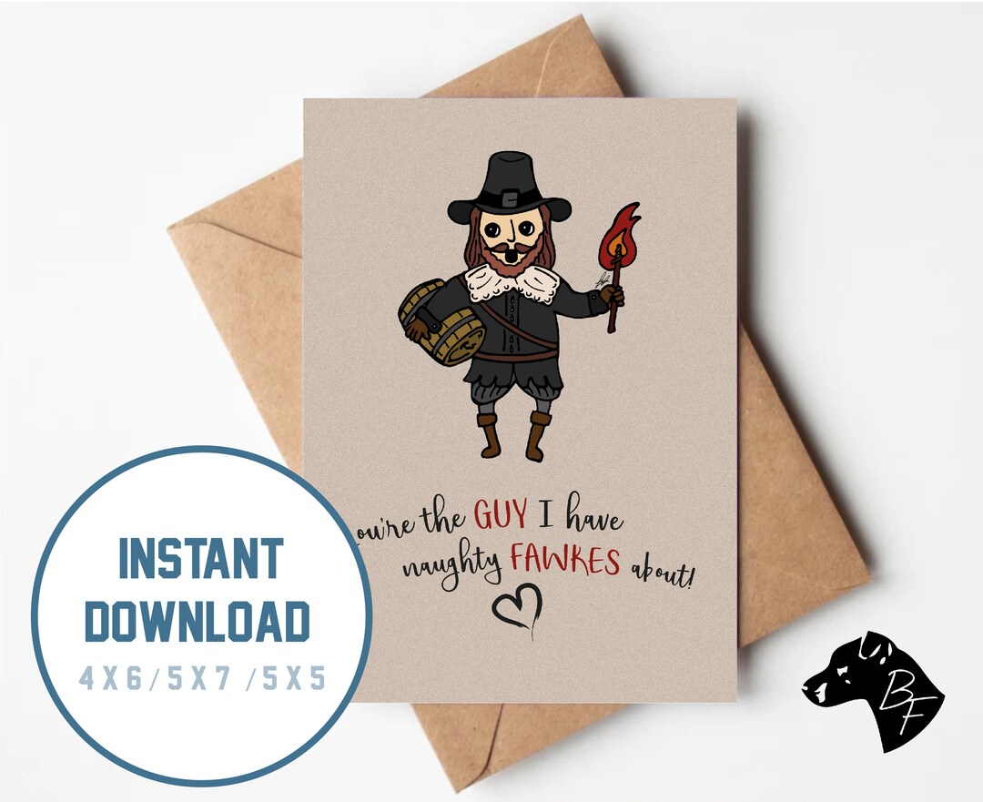 Printable Guy Fawkes Pun Greetings Card // Instant Download JPG - Etsy
