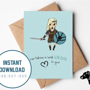 Printable Shieldmaiden - Pun Greetings Card // Instant Download JPG