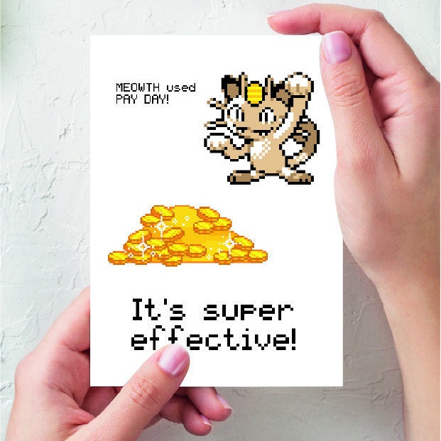 Meowth Pay Day Pokemon // Greetings card - Etsy.de