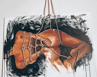 handpainted female nude with a rope her name is: Mi Cielito ( my little sky/ my little heaven )