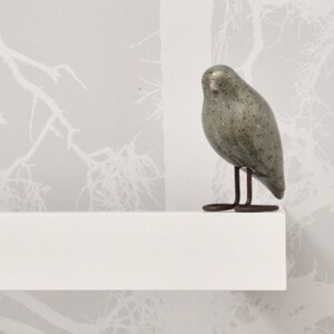 Gray Ceramic Owl Handmade Decorative Bird Elegant Bird Decor image 2