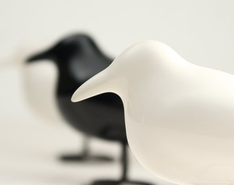 White Ceramic Raven | Decorative Bird Figure | Elegant Bird Lover Gift