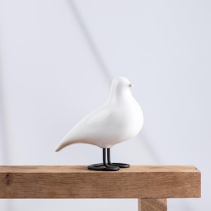 White Ceramic Pigeon | Decorative Dove Figurine | Handmade Bird Sculpture