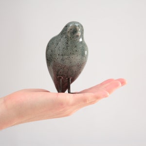 Gray Ceramic Owl Handmade Decorative Bird Elegant Bird Decor image 3