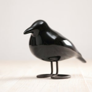 Black Raven | Decorative Ceramic Bird | Elegant Bird Figurine