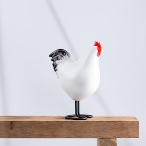 White Decorative Rooster | Handmade Ceramic Bird | Bird Figurine | Country Decor