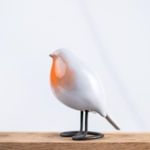 Ceramic Robin | Handmade Decorative Bird | Small Bird Sculpture