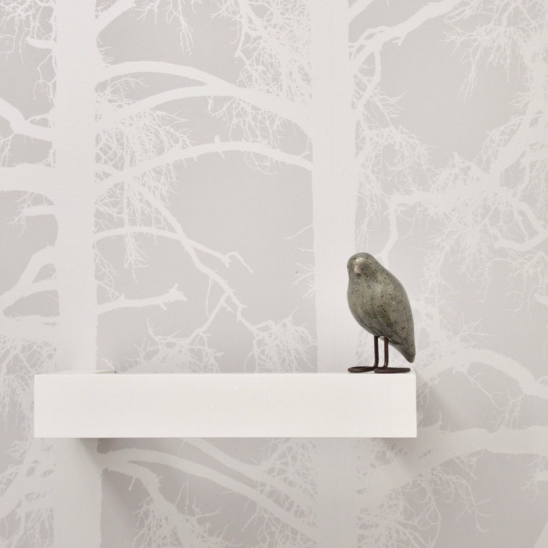 Gray Ceramic Owl Handmade Decorative Bird Elegant Bird Decor image 2