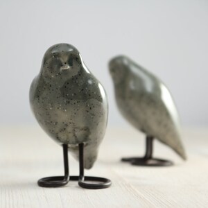 Gray Ceramic Owl Handmade Decorative Bird Elegant Bird Decor image 9