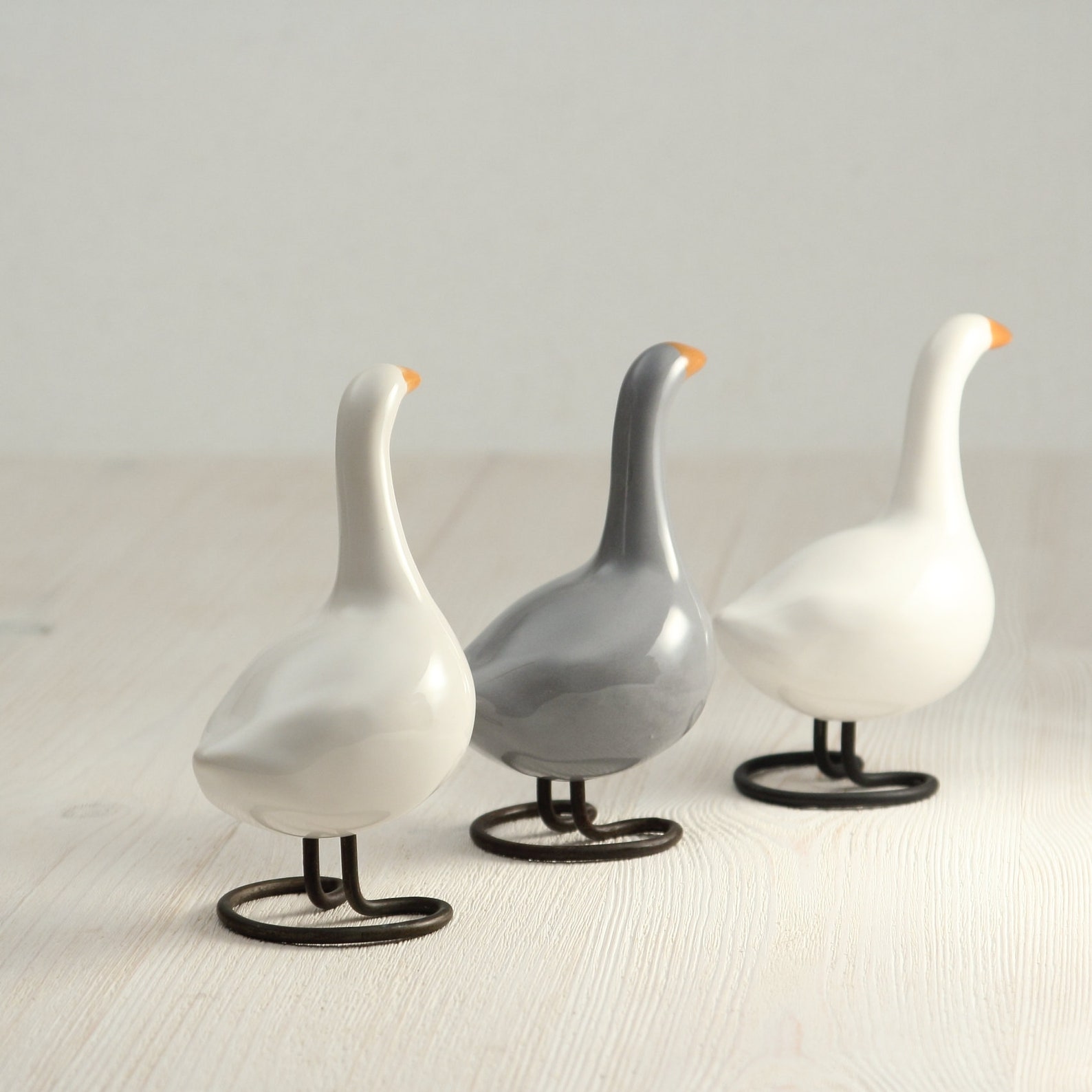 Decorative Ceramic Goose White Handmade Bird Country Decor Etsy