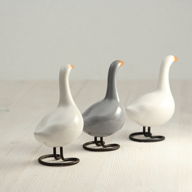 Decorative Ceramic Goose White Handmade Bird Country Decor Etsy