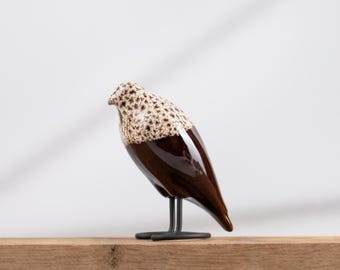 Ceramic Falcon | Handmade Decorative Bird | Small Bird Sculpture