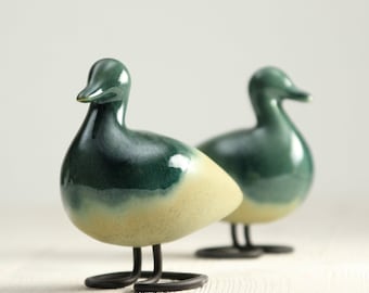 Decorative Ceramic Duck | Small Colorful Bird Figurine | Bird Decor