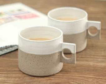 2 Ceramic Mugs | Handmade Coffee Lover Mugs | Stoneware Pottery Gifts