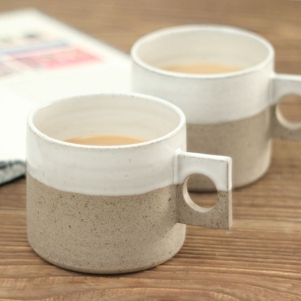 2 Ceramic Mugs | Handmade Coffee Lover Mugs | Stoneware Pottery Gifts