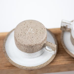 BASALT Ceramic Espresso Cups with Saucers - Set of 2 - Handmade image 8