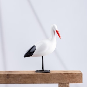 White Stork | Decorative Ceramic Bird Sculpture | Bird Lover Gift