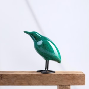 Ceramic Bittern Bird Figurine: Handmade Decorative Bird