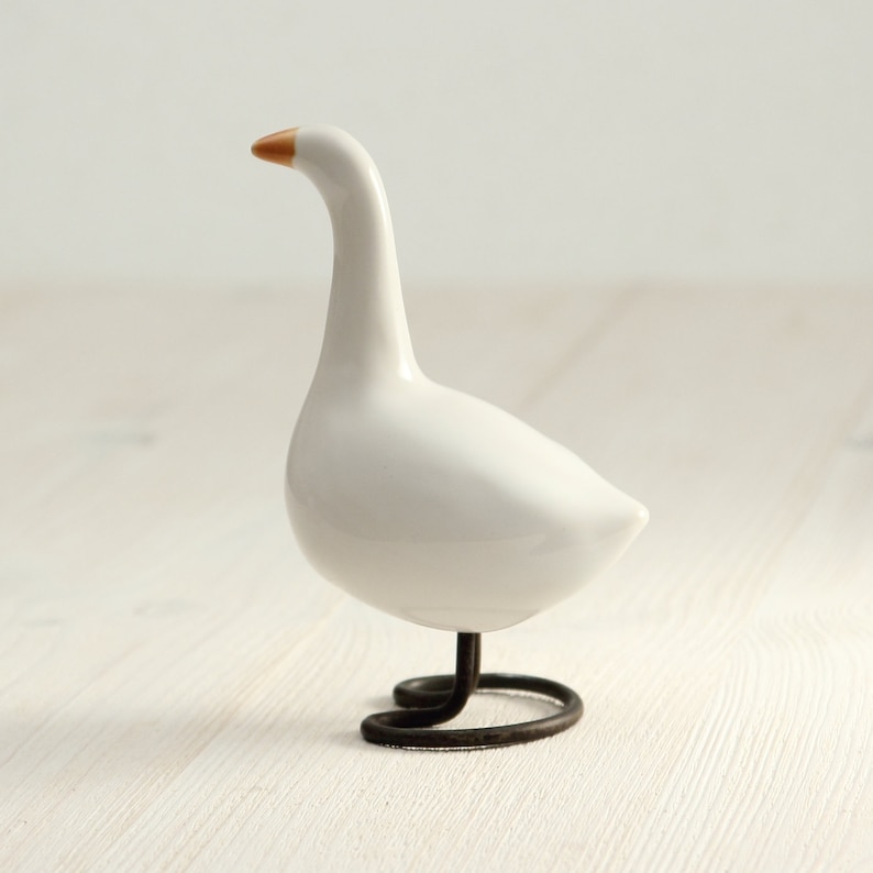 Decorative Ceramic Goose White Handmade Bird Country Decor Etsy