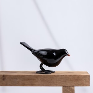 Ceramic Blackbird | Decorative Bird Figurine | Elegant Bird Decor