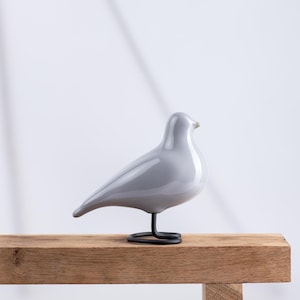 Gray Ceramic Dove | Handmade Decorative Bird | Small Pigeon Figurine