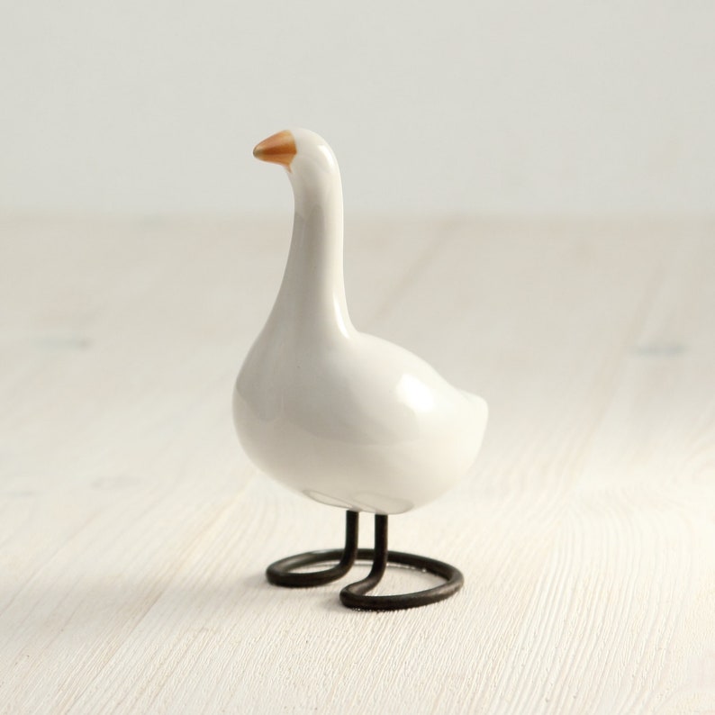 Decorative Ceramic Goose White Handmade Bird Country Decor Etsy