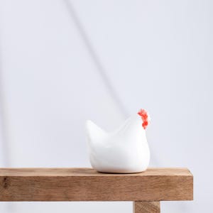 White Chicken | Small Ceramic Figurine | Decorative Bird