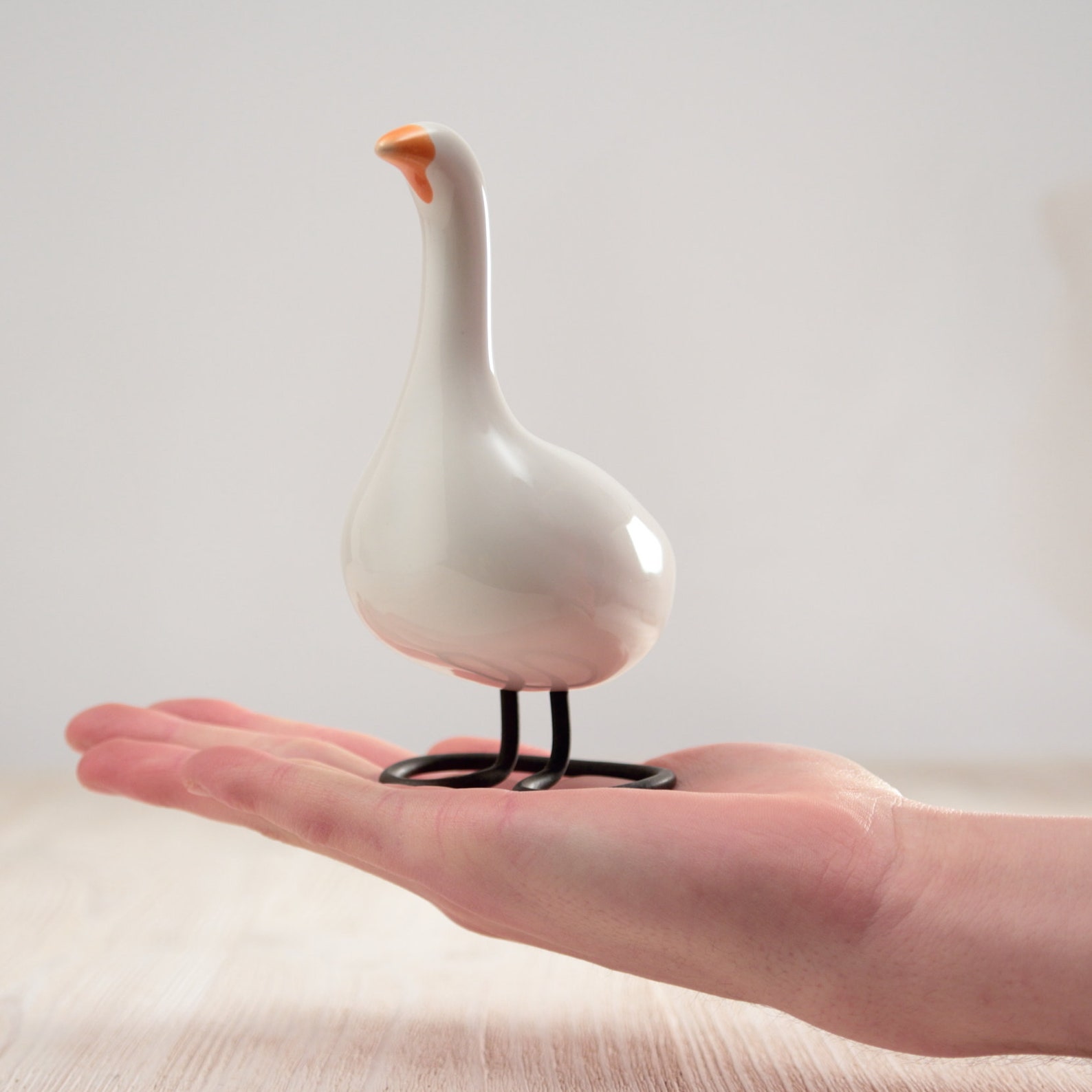 Decorative Ceramic Goose White Handmade Bird Country Decor Etsy
