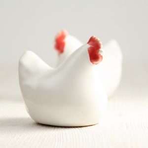 White Chicken | Small Ceramic Figurine | Decorative Bird