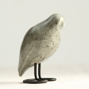 Gray Ceramic Owl Handmade Decorative Bird Elegant Bird Decor image 6