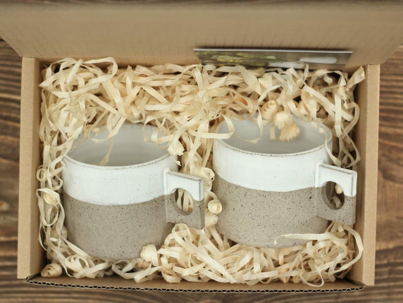 2 Ceramic Mugs Handmade Coffee Lover Mugs Stoneware Pottery Gifts image 2