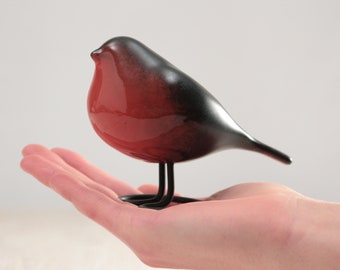 Bullfinch Ceramic Bird | Decorative Bird Figurine | Elegant Bird Lover Gift