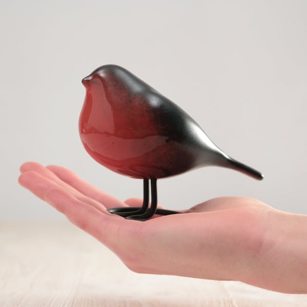 Bullfinch Ceramic Bird | Decorative Bird Figurine | Elegant Bird Lover Gift