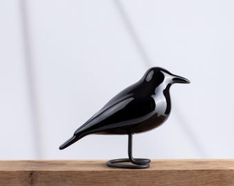 Black Raven | Decorative Ceramic Bird | Elegant Bird Figurine