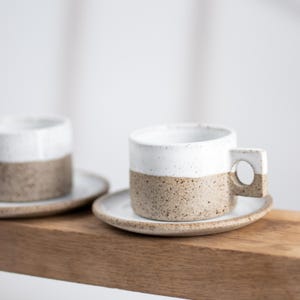 Handmade Ceramic Espresso Cups with Saucers: Coffee Lover Gift