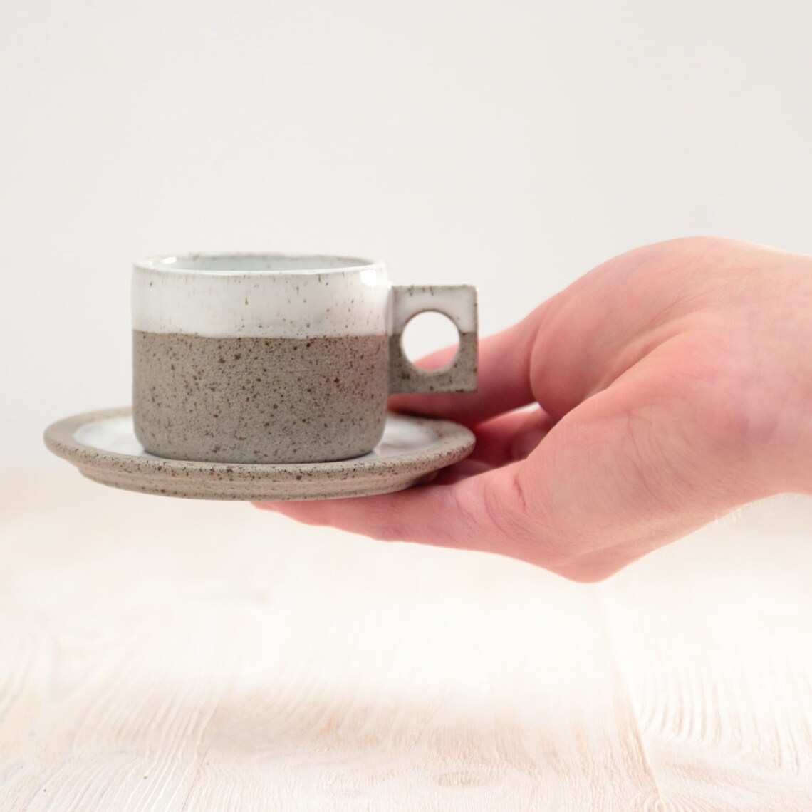 2 Espresso Cups With Saucers Set of Two Handmade Ceramic Etsy